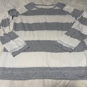 Bass Weekend Gray and White Stripe along Sleeve Tee Shirt Women’s Small